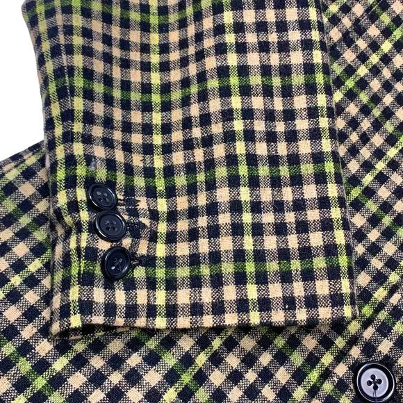 La MINIATURA Black‎ Tan Green Check Single Breast Blazer